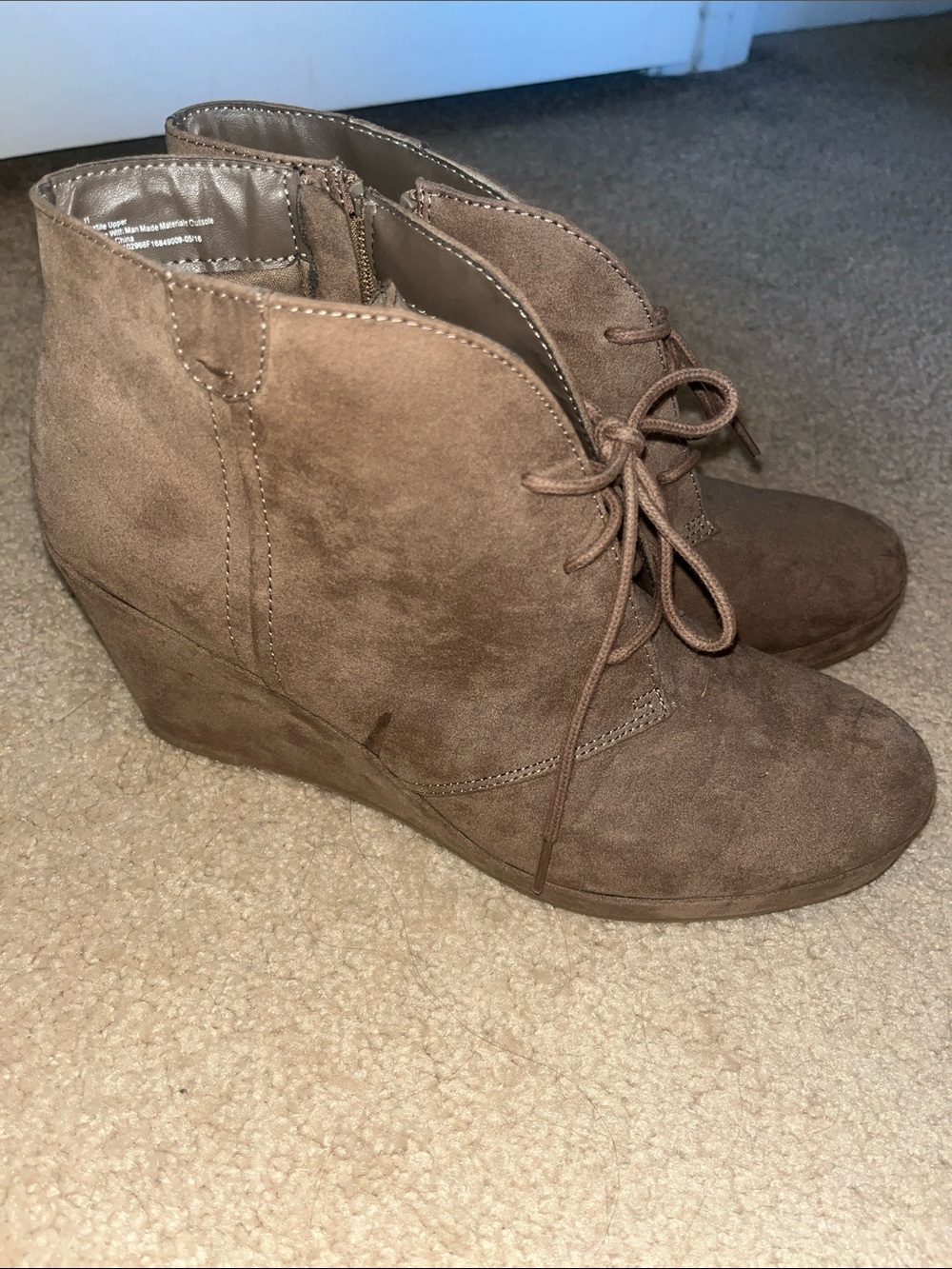 Target Brown Suede Lace-Up Wedge Ankle Boots